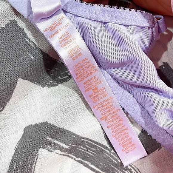 Savage X Fenty by Rihanna Women's Flocked Logo Unlined Demi Bra PURPLE LAVENDER - Picture 6 of 11